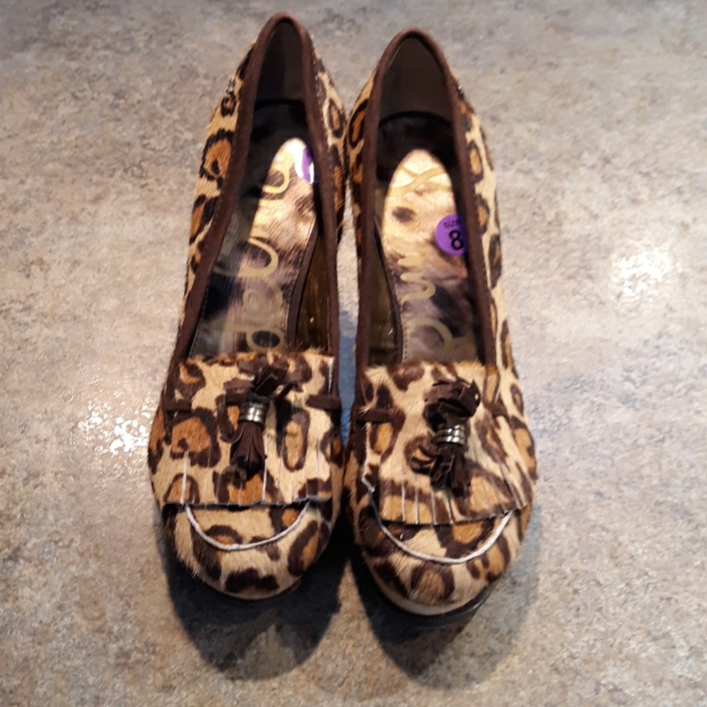 Sam Edelman Wesley Brahma Leopard Wedge Size 8 - Picture 3 of 10
